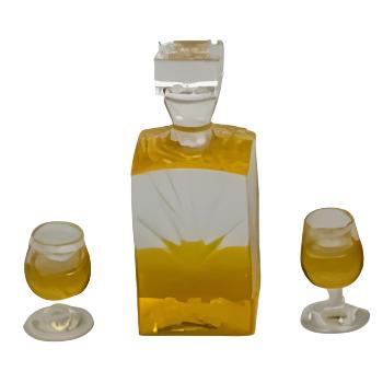 Crystal Decanter And 2 Glasses Light