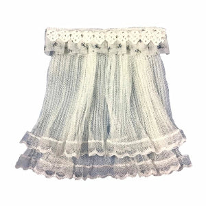 Lace Curtain With Blue Floral Trim