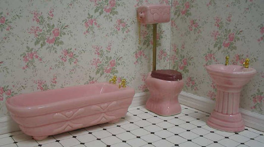 Bathroom Set Ceramic Pink 3pc