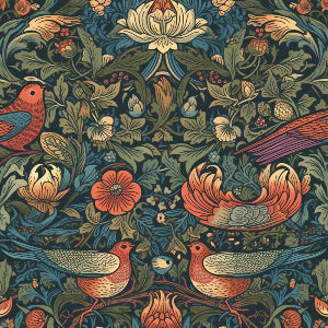 Dark Floral and Bird Wallpaper