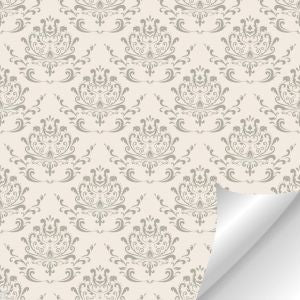 Light Beige Wallpaper With Pearl Grey Demask Pattern