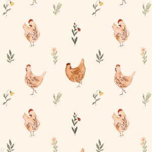 Cloud Cream Wallpaper With Chicken Pattern
