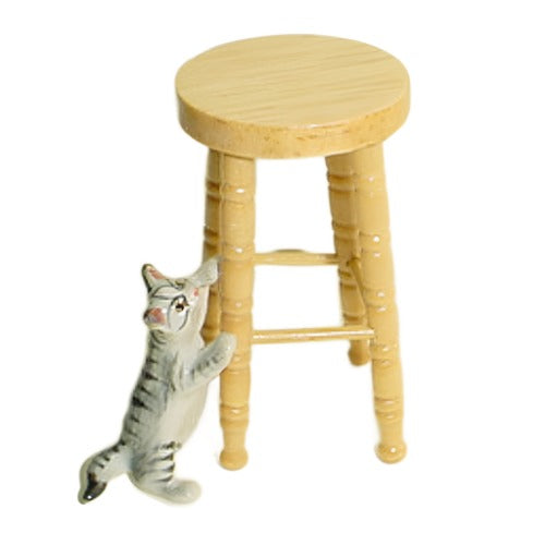 Grey Tabby China Cat - Stool Not Included