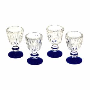 Drinking Glasses With Blue Stem Set of 4
