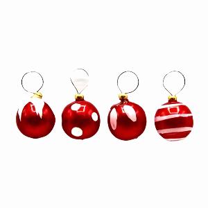 4 Christmas Baubles Red