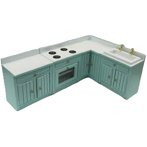 4 Piece Kitchen Setting Aqua