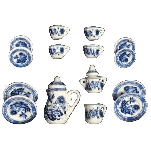Tea Set 17pc Blue Flower