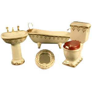 Bathroom Set With Gold Trim 4 pc