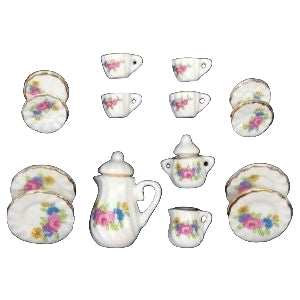 Tea Set 17pc Pink Flower