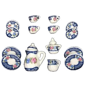 Tea Set 17pc Blue