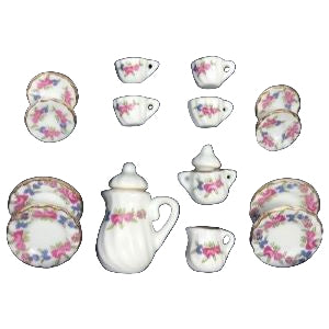 Tea Set 17pc Pink Flower