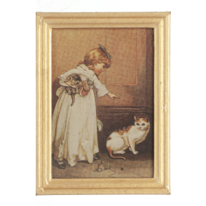 Painting Girl and Her Cats