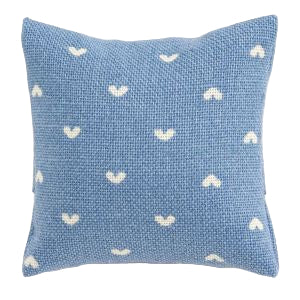 Pillow Country Blue With White Hearts