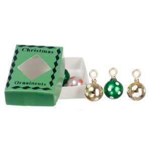 Christmas Ornaments in a Green Box