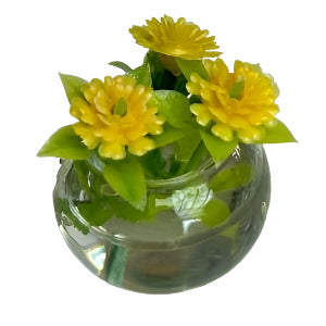 Glass Bowl With Yellow Flowers