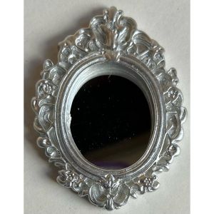 Fancy Silver Oval Mirror