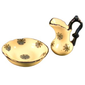 Jug And Bowl Set White / Blue