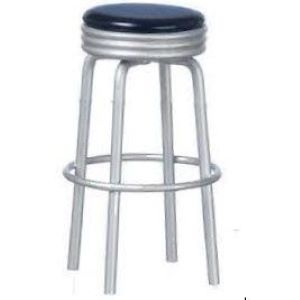 Bar Stool Silver Black Seat