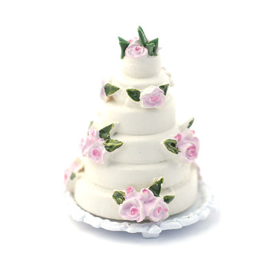 Decorative Wedding Cake With Pink Roses