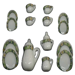 17 Piece Ceramic Tea Set Aztec Design