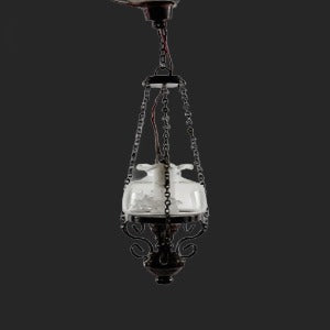 Black Oil Light With Etched Shade