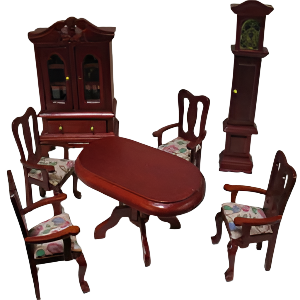 1:24 Dining Room Furniture Set Mahogany