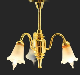 Chandelier 3 Light Frosted Tulip Shade