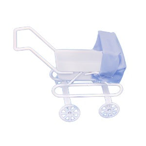 White Pram With Blue Hood