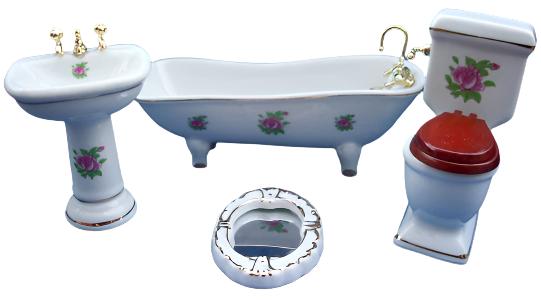 Bathroom Set With Pink Roses