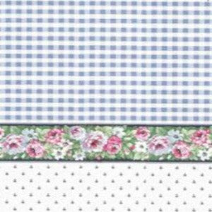 Blue Check /Floral Wallpaper
