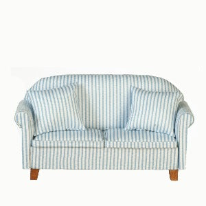 Sofa White/Blue Stripe With Pillows