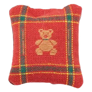 Pillow Red Plaid With Teddy Bear