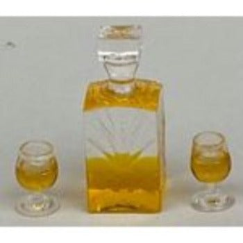 Crystal Decanter And 2 Glasses Light