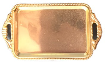 Gold Tray Large Rectangle Plasic