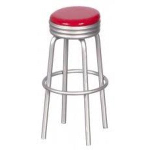 Bar Stool Silver Red Seat