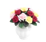 Mixed Summer Roses In White Pot