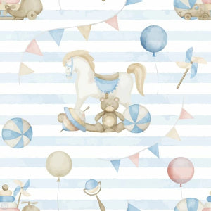 Blue Striped Teddy Wallpaper