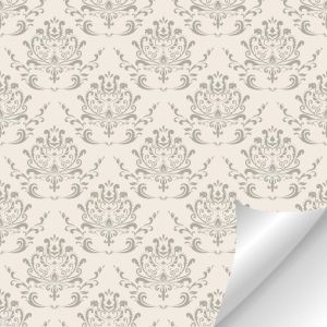 Light Beige Wallpaper With Pearl Grey Demask Pattern