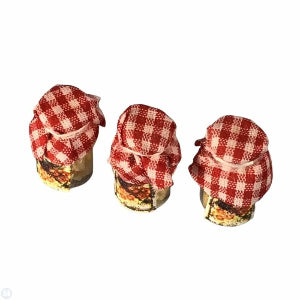 Three Honey Jars With fabric Covers