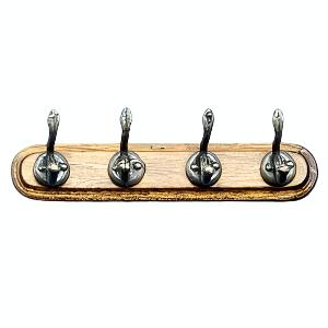 4 Coat Hooks on Walnut Wood Bar