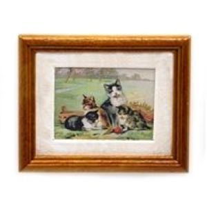 Cat Picture Brown Frame