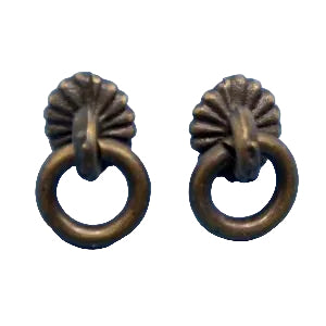 Pair of Ring Pull Handles in Antique Brass
