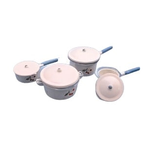 Set of 4 White Saucepans