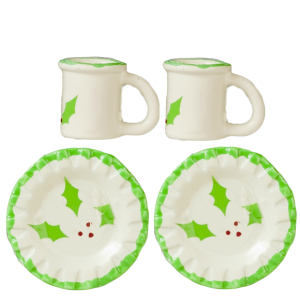 Christmas Plates And Mugs 4pc