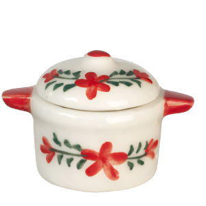 Ceramic Pot With Red Flower