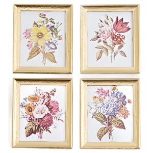 Framed Rectangle Floral Pictures 4pcs