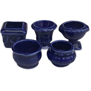 5 Assorted Blue Plant Pots