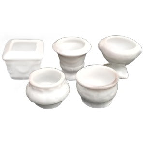 5 Assorted White Plant Pots