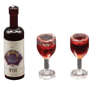 Wine Bottle With Label and 2 Glasses of Wine