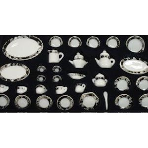 35 Piece Ceramic Dinner Set Black/White